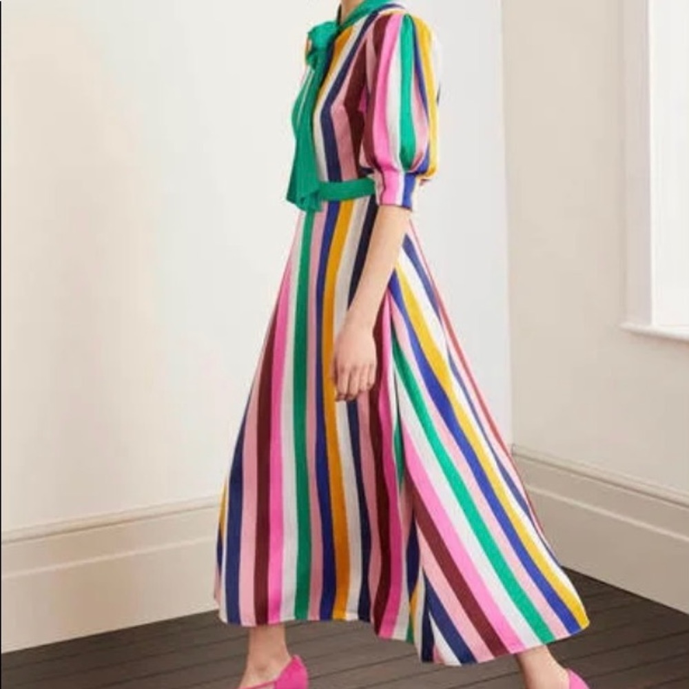 NWT Boden Mila Midi Dress Multicolor Stripe 4P